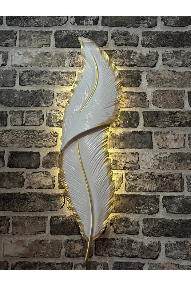 Tüy Aplik Led'li Pilli Dekoratif Duvar Dekoru 60x15 Ölçülerinde